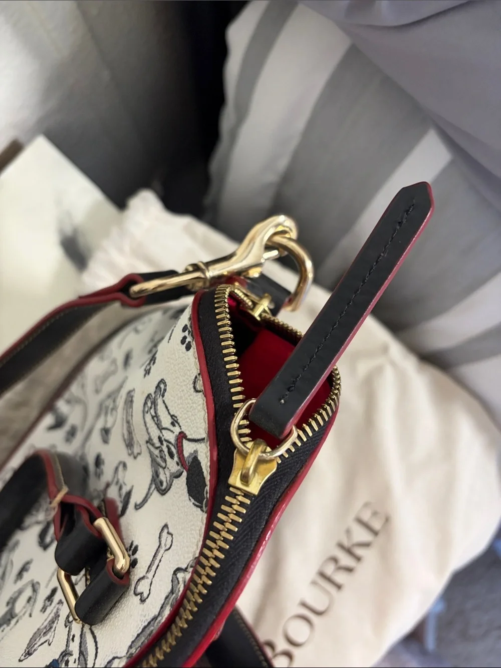 Dooney & Bourke Disney 101 Dalmatian Print Satchel with Red Trim - Picture 5 of 14